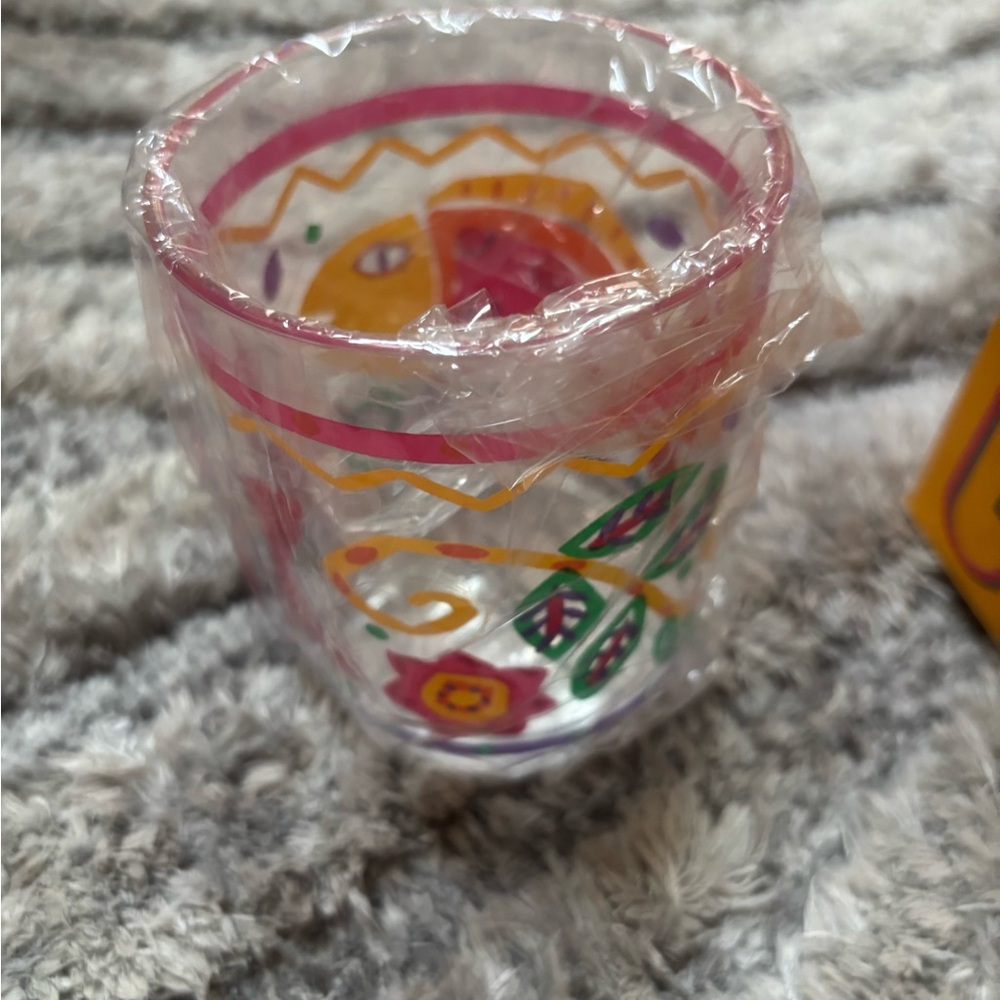 Garden & Terrace Acrylic Tumblers – Set of 4 – Floral & Zigzag Design – NWT